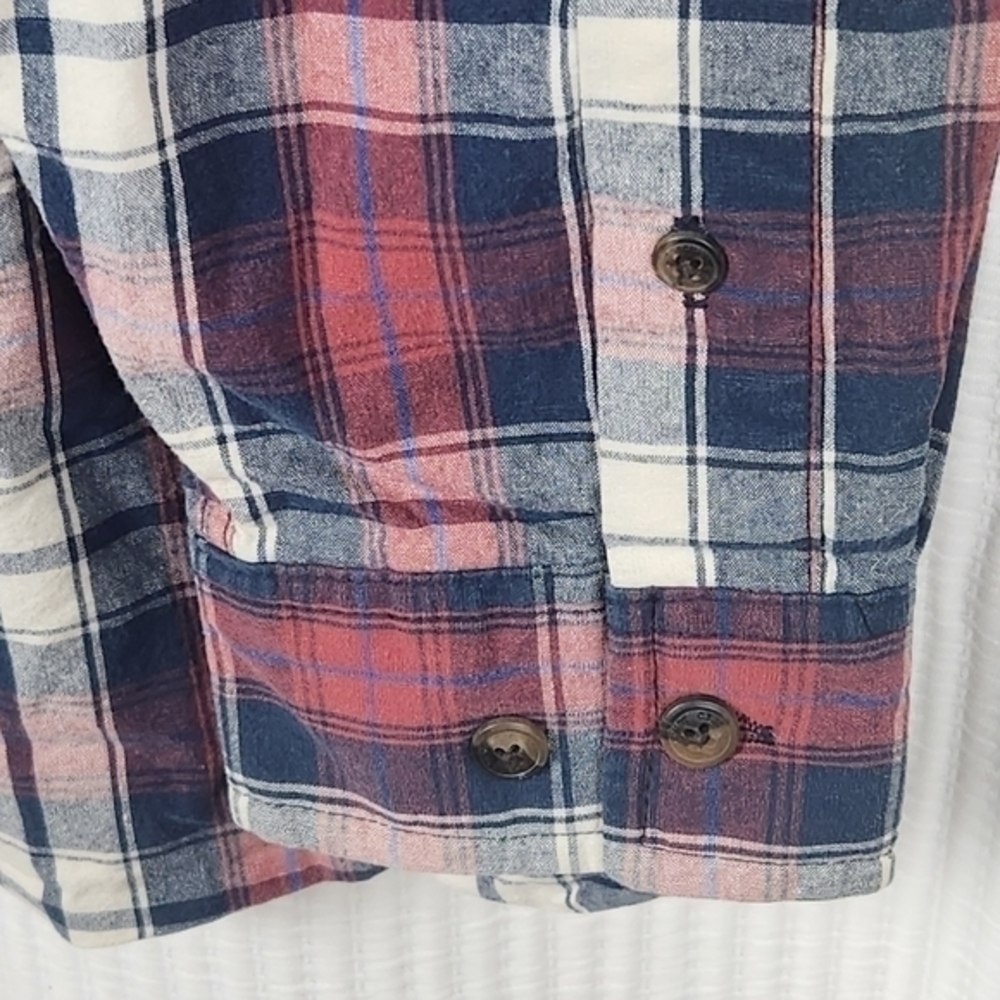 CE Schmidt Workwear Large Long Sleeve Button‎ Down Plaid Red White Blue Colorway - Picture 5 of 7